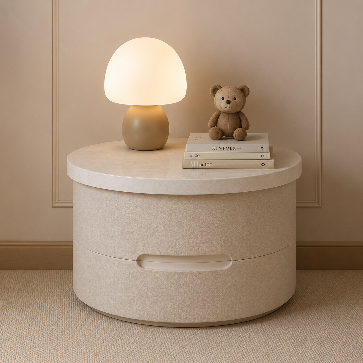 AURELLE CUBS Moon Round Nightstand