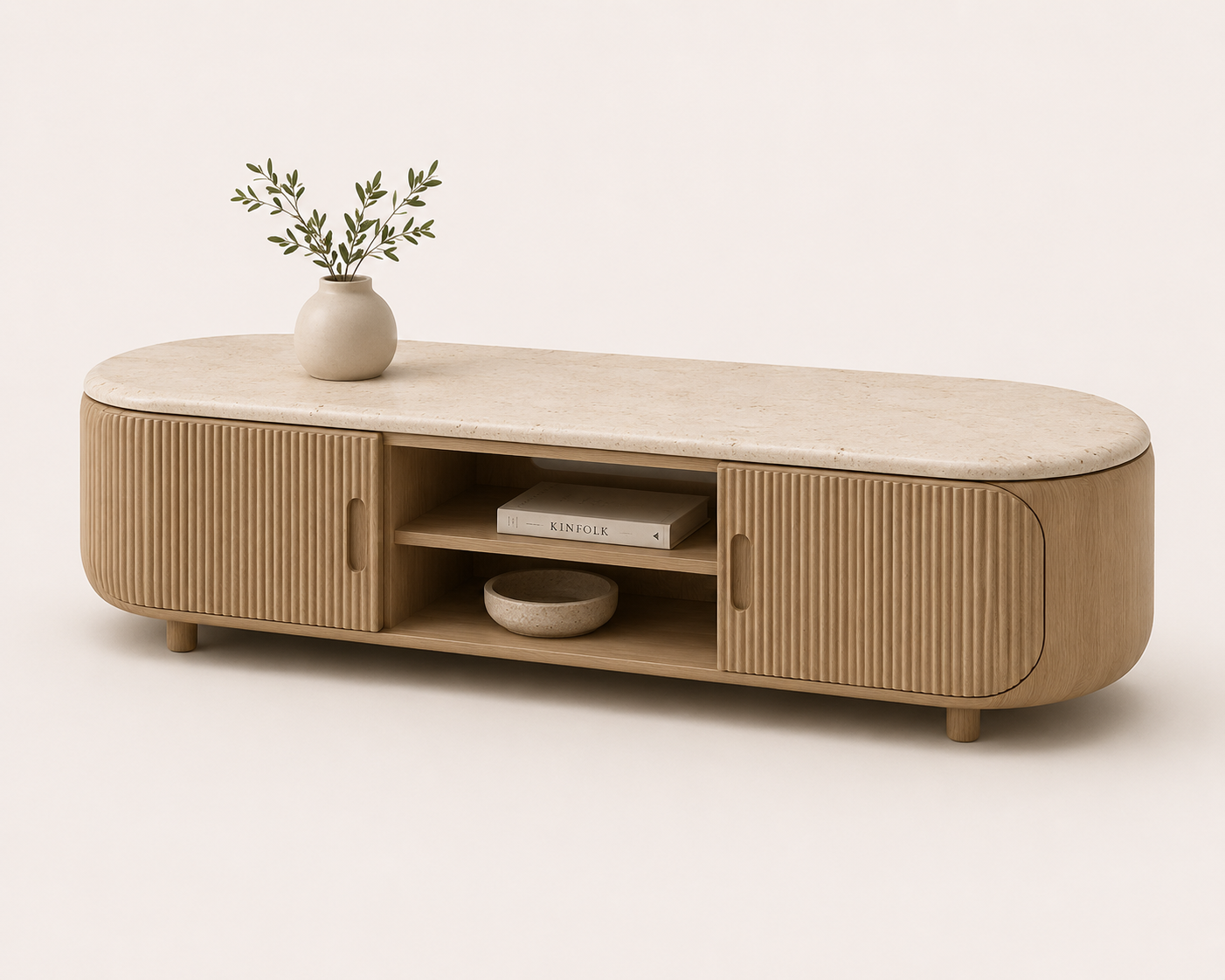 VELUNA BIANCO Media Console with Stone Top